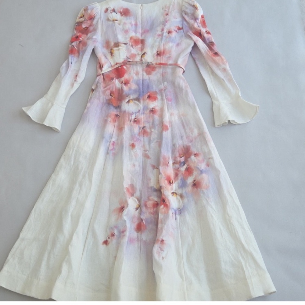 Zimmermann White and Pink Floral Long Sleeve Dress size AU 3 -US 10 - Picture 10 of 16
